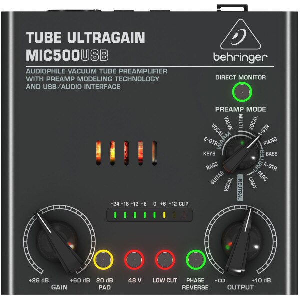 Behringer MIC500USB Vacuum Tube Preamplifier with USB Audio Interface